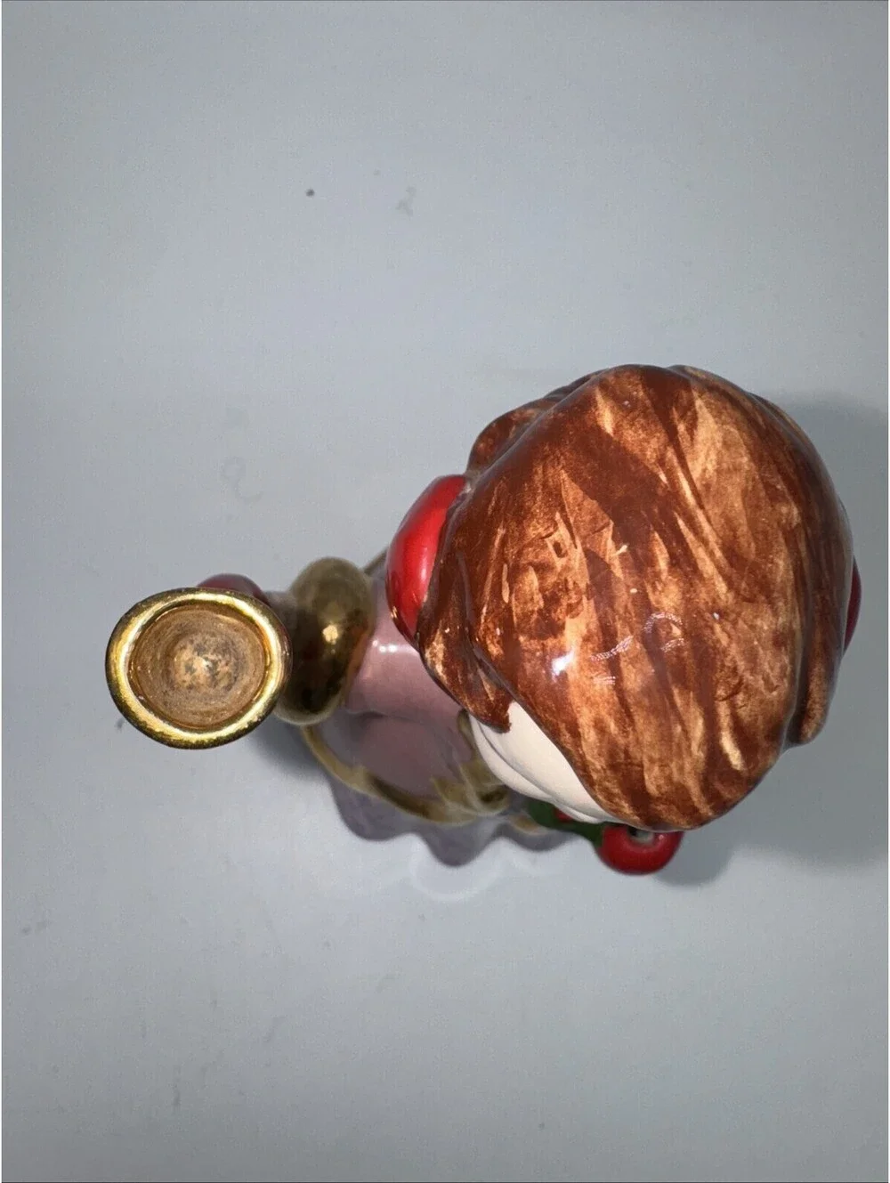 Vintage Atlantic Mold Ceramic Girl  Ringing Bell 5.5” Tall